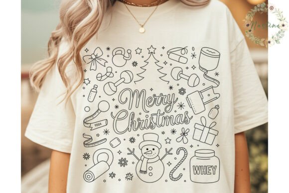 Christmas Fitness Line Art PNG Clipart & Illustrations