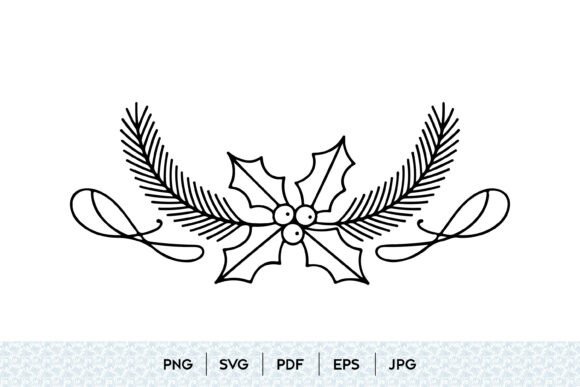 Christmas Holly Branch SVG & Illustrations