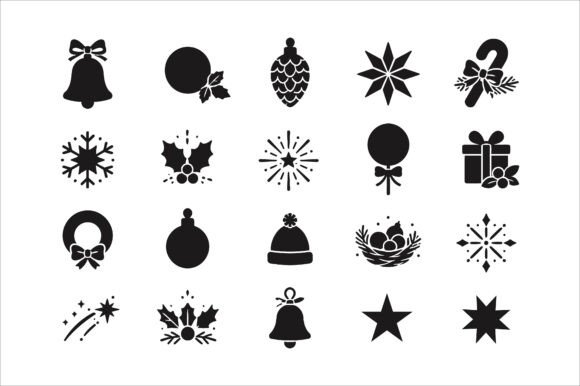 Christmas Icon Vector Silhouette Bundle Illustrations