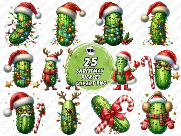 Christmas Pickles Clipart: Festive Illustrations