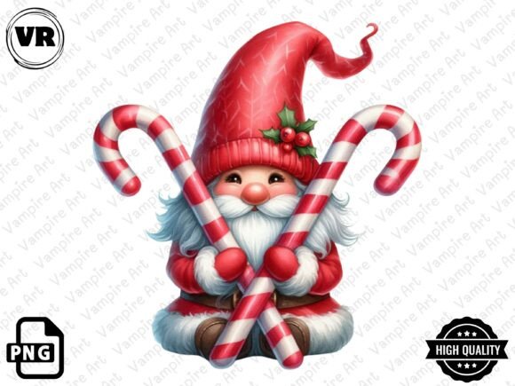 Cute Christmas Santa Gnome Clipart PNG for Illustrations