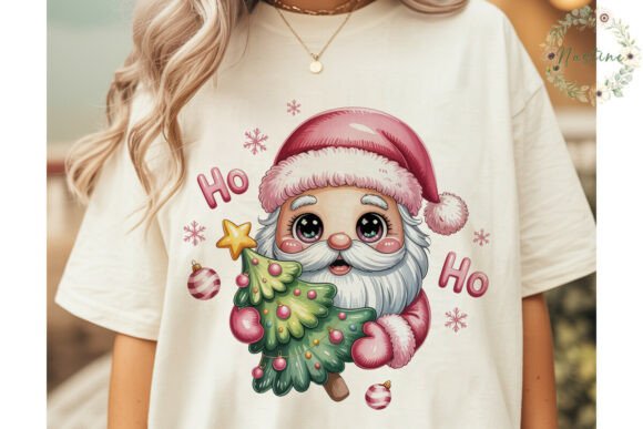Cute Pink Santa Christmas PNG Clipart & Illustrations