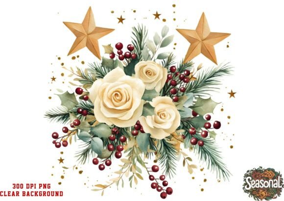 Gold Silver Star Wreath Clipart: Festive Illustrations
