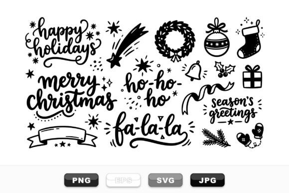 Hand Lettered Christmas Clipart for Illustrations