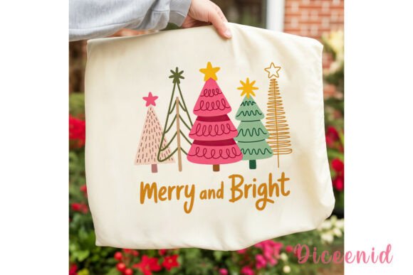 Merry Bright Christmas Trees PNG Clipart & Illustrations