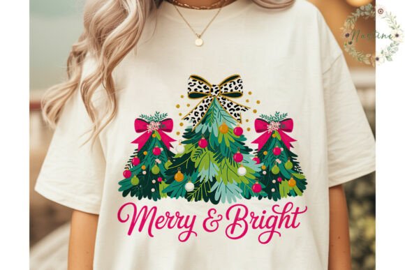 Merry Bright Christmas Trees PNG Illustrations