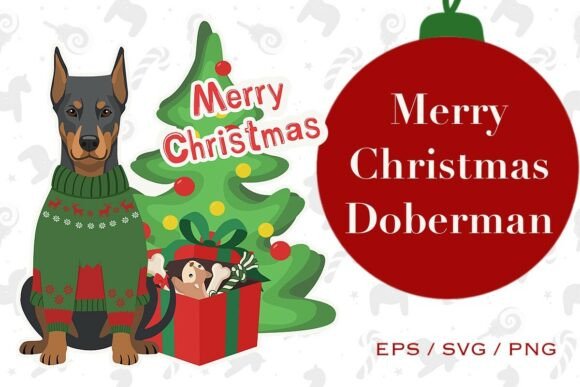 Merry Christmas Doberman Illustrations Review