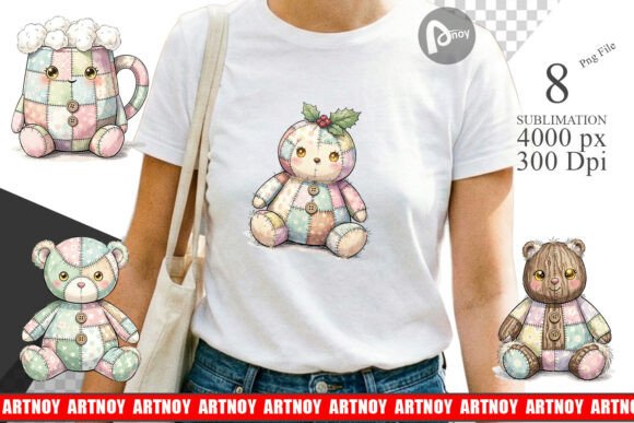 Patchwork Christmas Treats Sublimation Illustrations