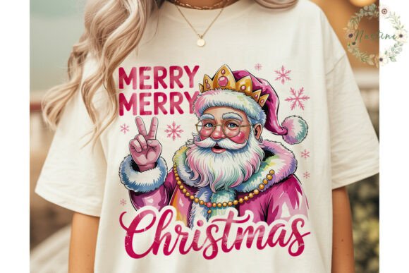 Pink Santa Sublimation: Festive Illustrations