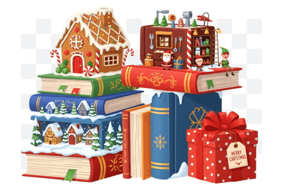 Review: Books Stack Christmas PNG Clipart for Embroidery