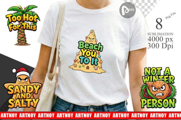 Salty Tropical Christmas Sublimation Illustrations