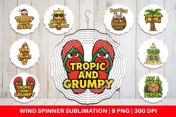 Tropical Christmas Wind Spinner PNG Illustrations