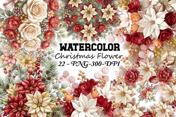 Watercolor Christmas Flower Clipart Freebies Review
